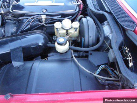 Photo of an Alfa Romeo Montreal engine bay.