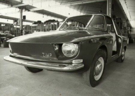 Old photo of the Hillman Zimp at the Zagato factory