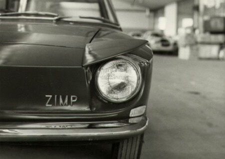 Old photo of the Hillman Zimp with it's headlight eyebrow raised