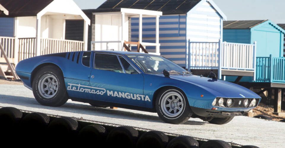 De Tomaso Mangusta parked on a slipway