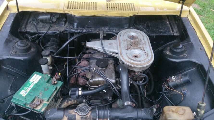 1973 Dodge Colt GS Coupe engine bay