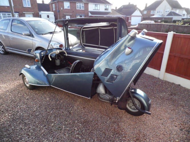 1961 Messerschmitt KR200 cabriolet canopy and engine bay open