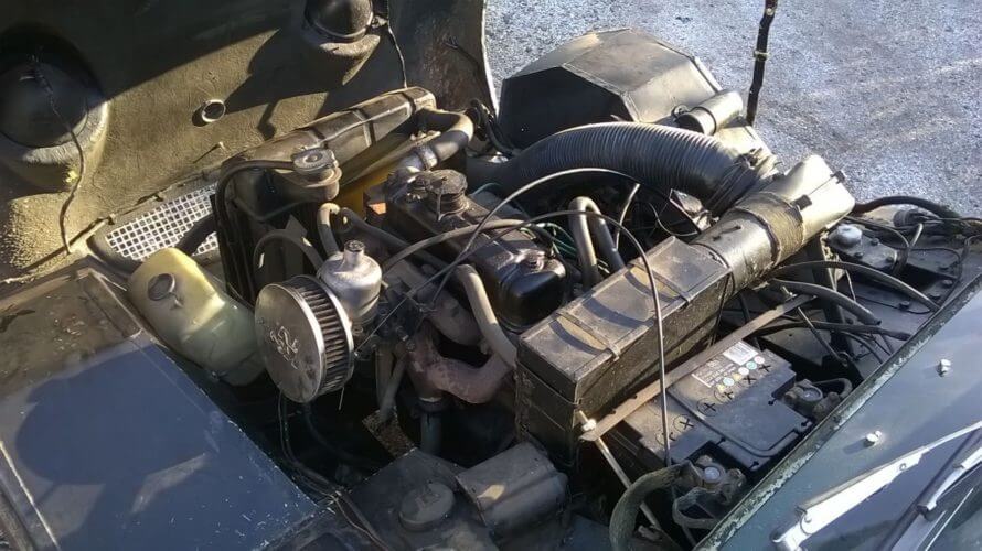 1958 Austin Healey Sprite engine bay