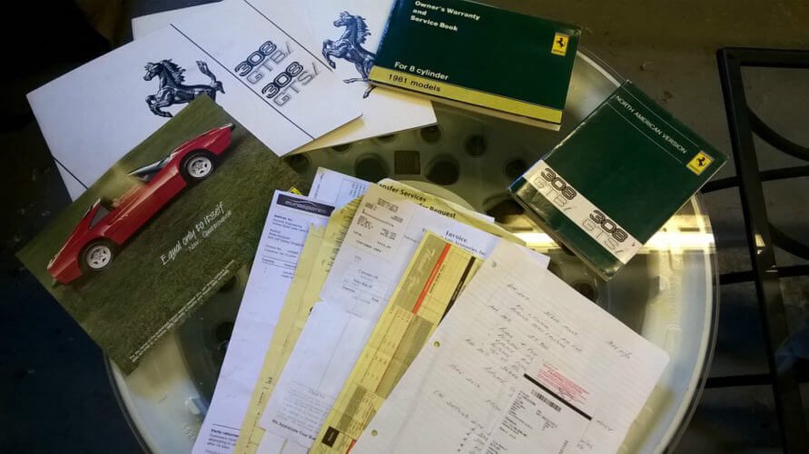 Ferrari 308 GTSi owners documents