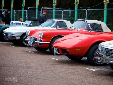 Three Corvettes on The Waterfront in Brighton at the London to Brighton Classic Car Run