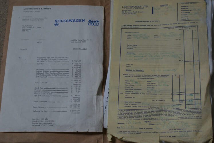 1979 VW Golf GTi Mk1 Series 1 paperwork