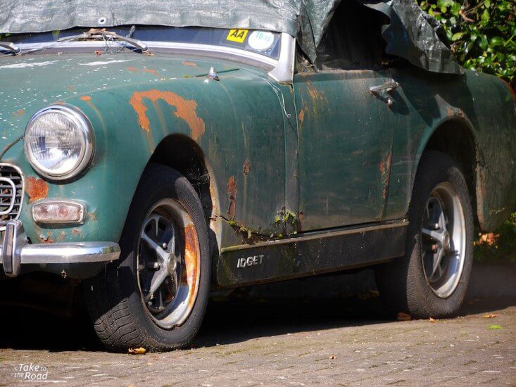 1974 MG Midget abandoned classic cars