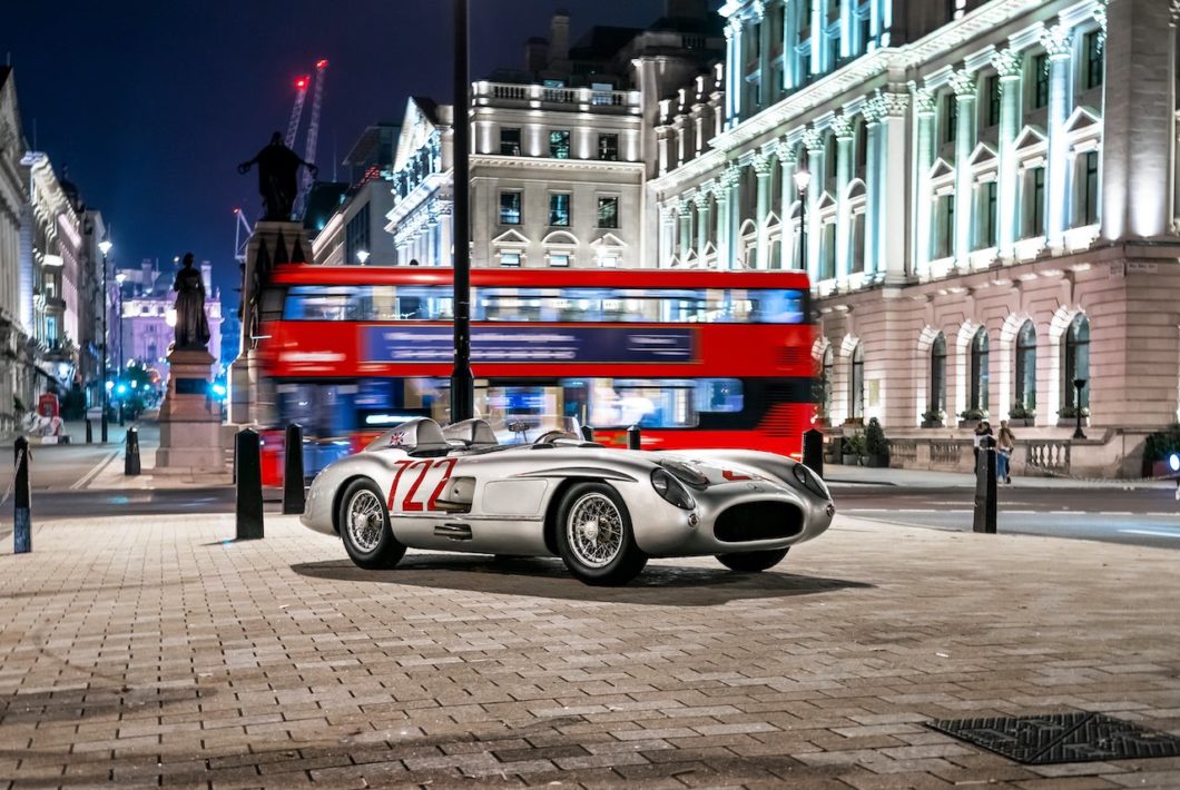 Stirling Moss's Mercedes-Benz 300 SLR in final drive through London