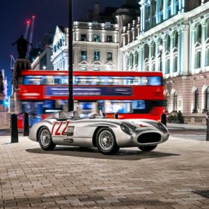 Stirling Moss's Mercedes-Benz 300 SLR in final drive through London